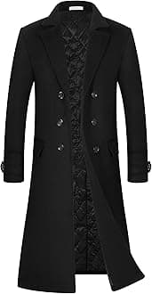 APTRO Men's Luxury Full Length Trench Coat Long Wool Overcoat Winter Windbreaker