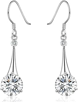SBLING Platinum-Plated or 18K Gold Plated Cubic Zirconia Tear Drop Earrings - Gifts for Women/Girls