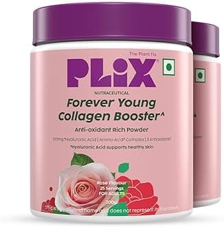 PLIX – THE PLANT FIX | Collagen Booster Powder to Support Healthy Skin | Supports Collagen Production, Antioxidants & Skin Health | Vitamin C, Hyaluronic Acid & Superfood Blend, Rose (2 x 200 g)