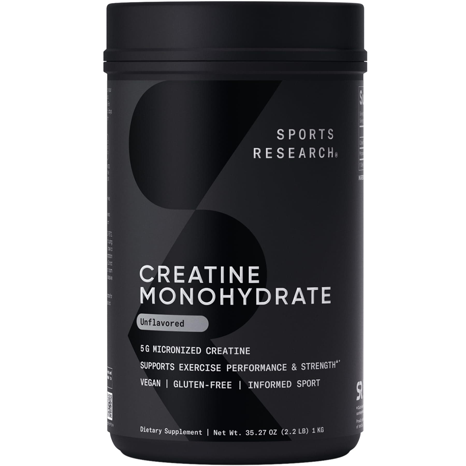 Sports Research Creatine Monohydrate - Gain Lean Muscle, Improve Performance and Strength and Support Workout Recovery - 5 g Micronized Creatine - 35.27 oz