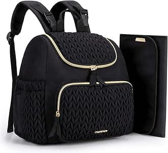 mommore Diaper Bag Small Diaper Backpack Stylish Baby Travel Backpacks with Insulated Pockets, Changing Pad, Stroller Straps