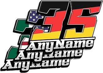 - Personalized Racing Sticker Custom Number Name Country Flag Plate Decal RC Sticker Decal Waterproof Vinyl for Water Bottle Tumbler Helmet Car Laptops Phone Gifts for Boy Girl