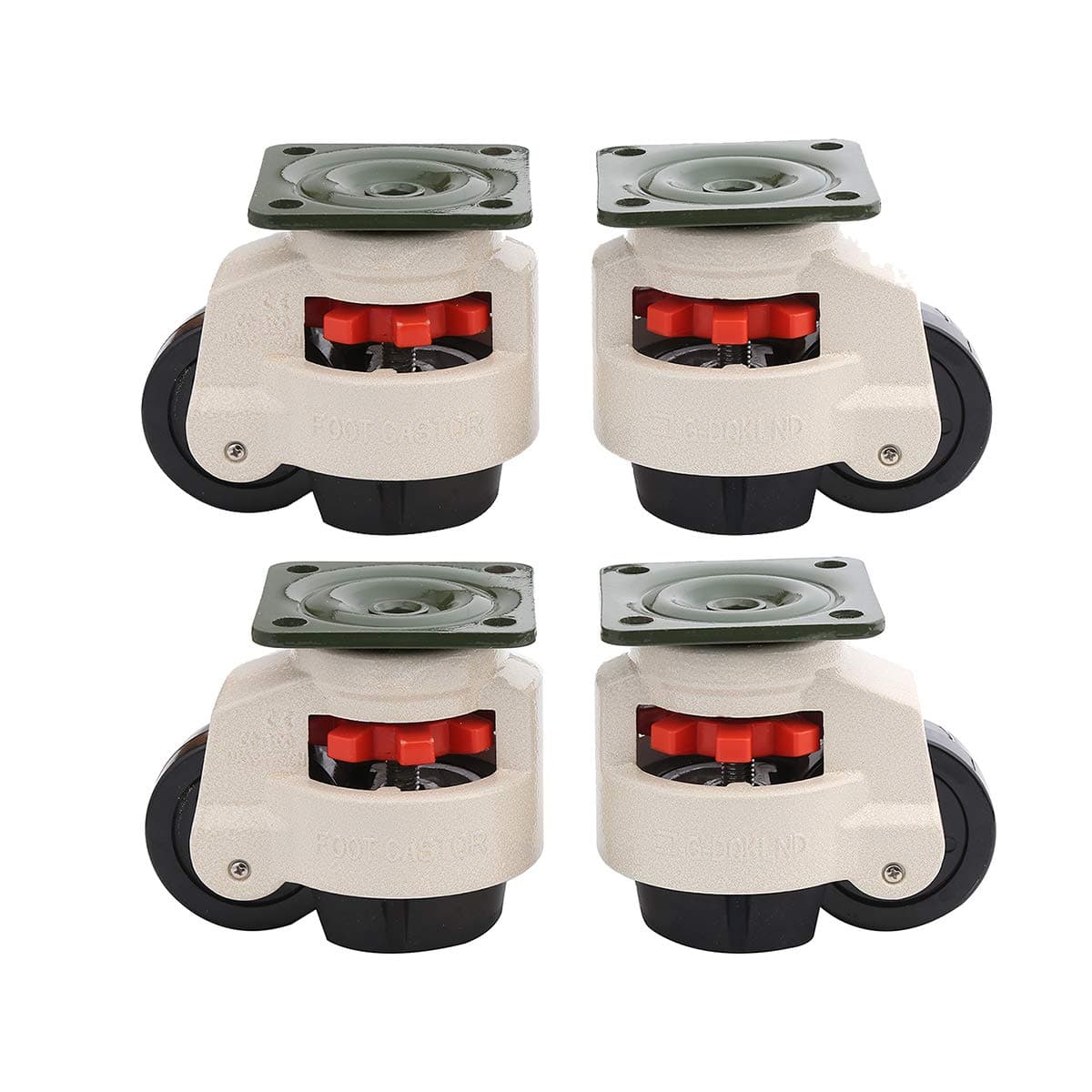 KATSU Castor Wheels Set 4Pcs, 500KG Loading Capacity, Retractable Machine Moving Levelling Swivel Plate Casters GD-60F for Heavy Machinery, Workbench, Welding Table 5505664