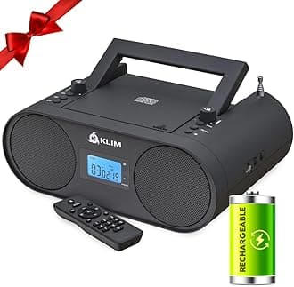 Boombox B4 CD Player Portable Audio System - New - AM/FM Radio with CD Player MP3 Bluetooth AUX USB - Wired & Wireless Mode Rechargeable Battery - Remote Control Autosleep Digital EQ