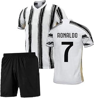 Ronaldo 7 Football Jersey with Black Shorts(Kid's, Boy's& Men)