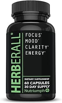 HERBERALL Nootropic – Brain Boost & Focus Support Supplement with CoQ10, Glutathione, Green Tea, Alpha Lipoic Acid, Olive Leaf & Black Pepper – 120 Vegan Capsules