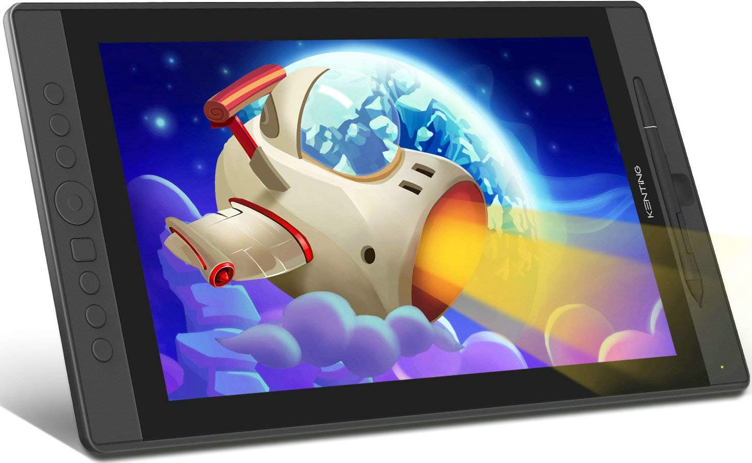 KT16 Drawing Tablet with Screen IPS Graphic Pen Display 15.6 inches Drawing Monitor Full HD 7 Express Keys and Dial Wheel 8192 Level Pressure Battery Free Stylus for Digital Art Windows Mac