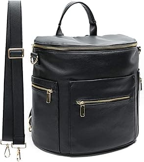 Leather Diaper Bag Backpack by Miss Fong, Diper bag with Changing Pad, Strap