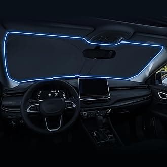 Windshield Sunshade for 2022 2023 2024 Jeep Compass Accessories Foldable Sun Shield Block UV Rays with Dual-Silver Coating& Nano Ice Crystal Cooling Keeps Car Interior Cool& Protected