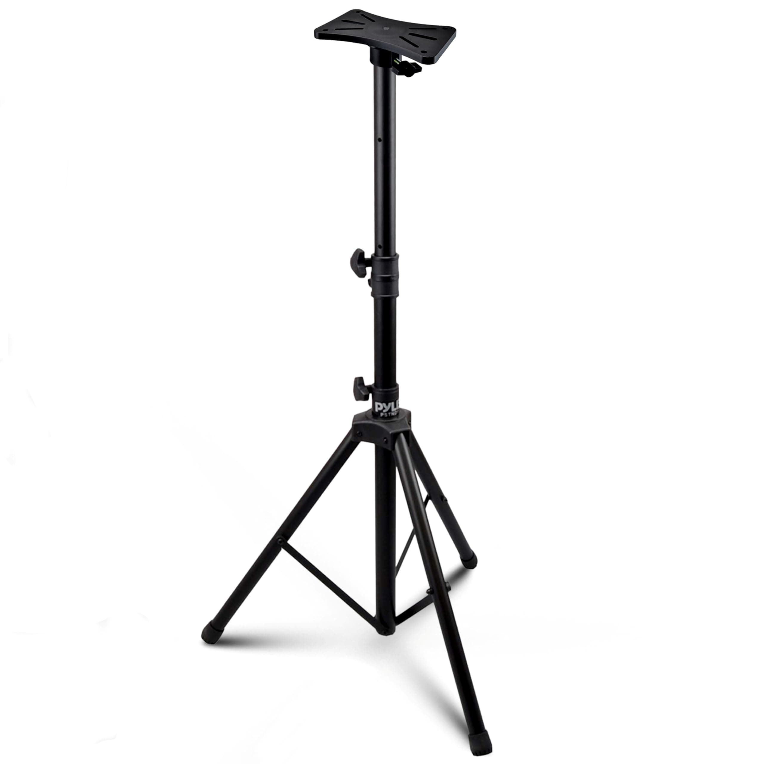 Pyle Mount Holder Heavy Duty Rubber Capped Tripod, Adjustable Height from 36.2 x 58.0 inches, Locking Safety PIN and 35mm Compatible Insert, On-Stage or In-Studio Use - PSTND1