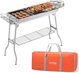 Portable Charcoal Grill,Outdoor BBQ Grill for Christmas Picnic, Thanksgiving Family Gathering and Backyard Barbecue,With Storage Bag & Non-Stick Frying Pan