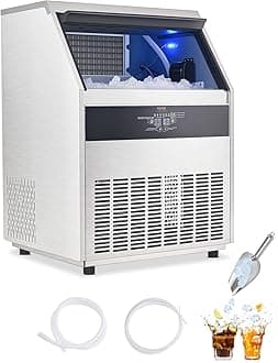 VEVOR 440lbs/24H Commercial Ice Maker, 160 Ice Cubes in 15 Minutes, Freestanding Ice Maker Machine with 88lbs Large Storage Capacity for Bar Office Restaurant, with LED Digital Display & Self-Cleaning