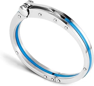 My Daily Styles Men’s Stainless Steel Handcuff Bracelet – Two-Tone Or Solid Color, Durable Cable Link, Adjustable Fit 8"-9" Wrist, Modern Fashion Jewelry for Men