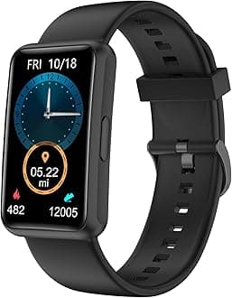 HUAKUA Fitness Tracker No Bluetooth No APP No Phone Needed, Fitness Watch for Men Women Parents IP68 Waterproof with Full Touch Screen Steps Calories Counter Sleep Tracker Alarm Clocks (Black)