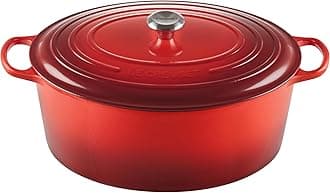 Le Creuset Signature Enamelled Cast Iron Oval Casserole Dish With Lid, 40 cm, 14.8 Litre, Cerise, 21178350000430