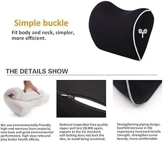 Grin Health Orthopedic Neckrest Support Ergonomic Neck Pillow Memory Foam Headrest Cushion for Neck Pain Relief (Black, Universal, pack of 1)