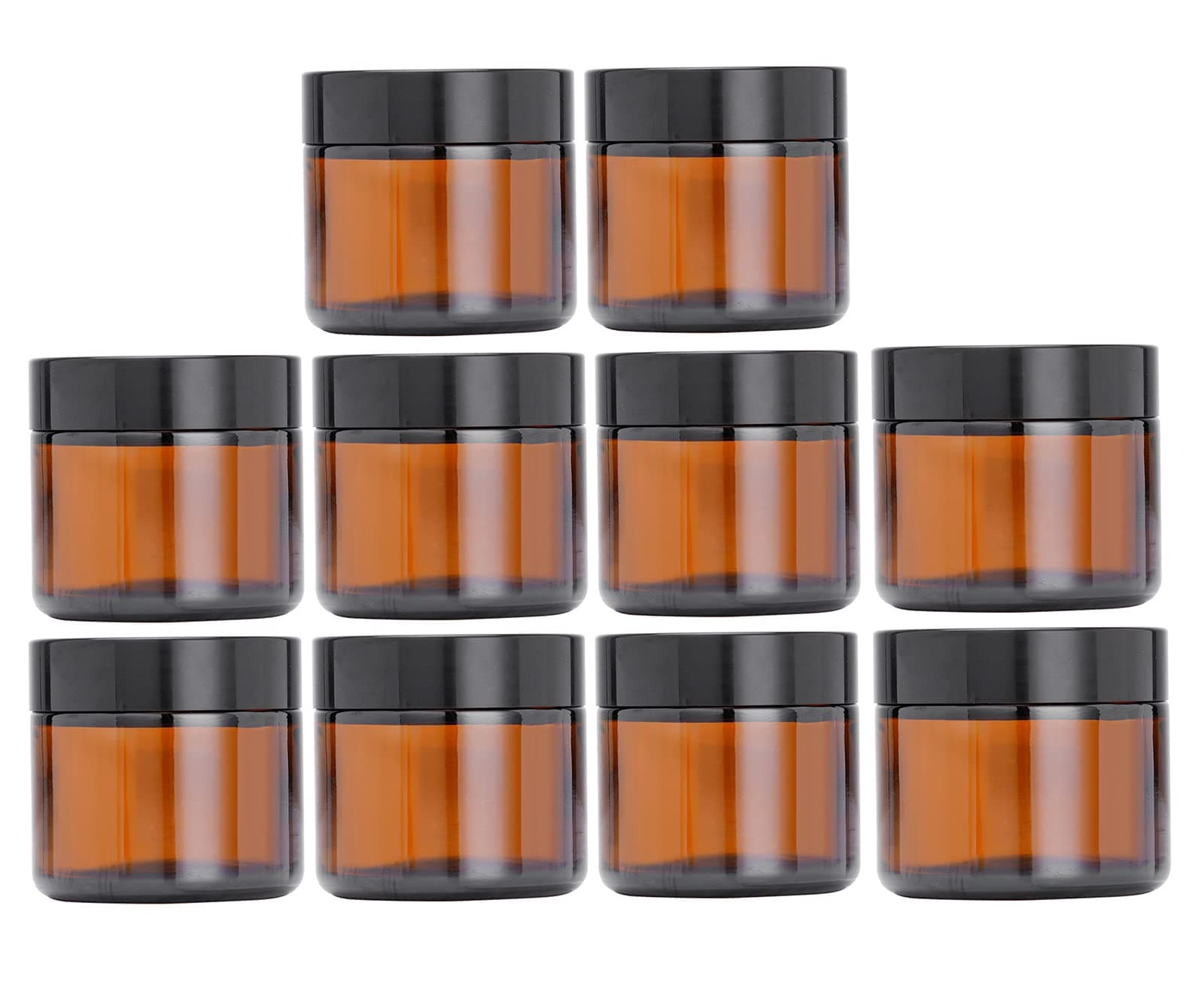 Glass Cream Jars, 10 Pack 15 Grams/15 ML Empty Amber Jars Round Cosmetic Cream Jar Bottle with Lid Cosmetic Containers Refillable Glass Face Creams Box Pot for Balms, Lotion, Ointment