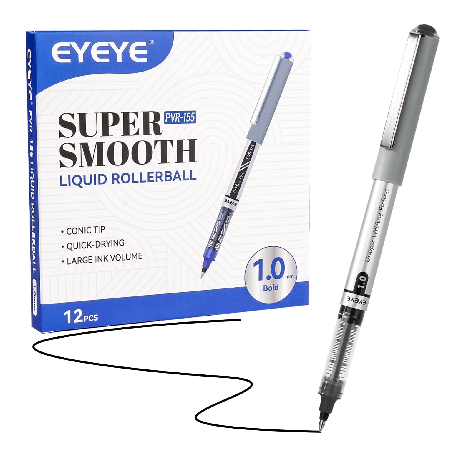 - EYEYE Black Rollerball Pens 1.0mm 12 Pack, Roller Ball Pen Bold Point Quick Dry, Liquid Ink Pens Fine Point Smooth Writing Pen for Journaling, Note Taking, Office, School Supplies