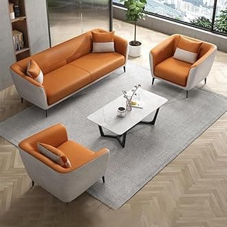 – Modern Sofa Set for Living Room, Tan and Grey (3 Seater)