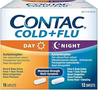 Contac Non-Drowsy Day & Multi-Symptom Night Cold & Flu Medicine, Maximum Stre...