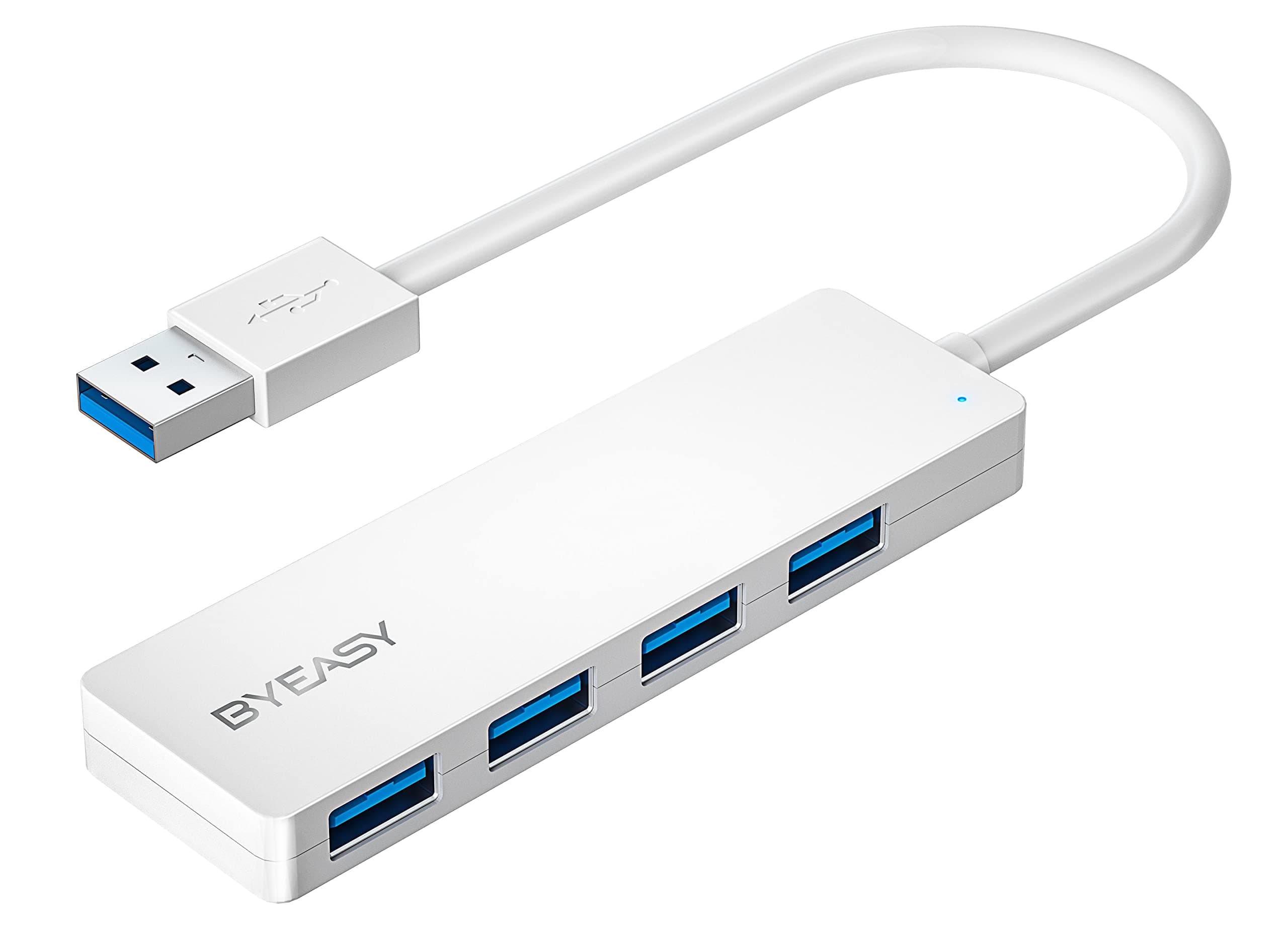BYEASY USB Hub,USB Splitter for Laptop,USB 3.0 Hub,Multi USB Port Expander,Fast Data Transfer 4 Port USB Hub Compatible with Windows PC, Mac, Printer, Mobile HDD(White)