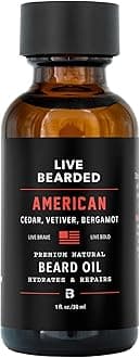 Beard Oil, 1 fl oz - Premium All-Natural Jojoba - Made in the USA - Hair and Skin Care for Men with Dry, Flaky Patches | American Scent - Cedar, Vetiver, Bergamot