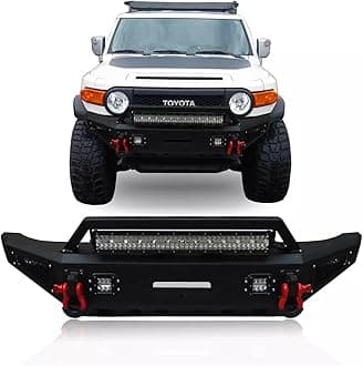 For 2007-2014 Toyota FJ Cruiser Steel Front Bumper With Winch Plate&Lights（Black Texture）