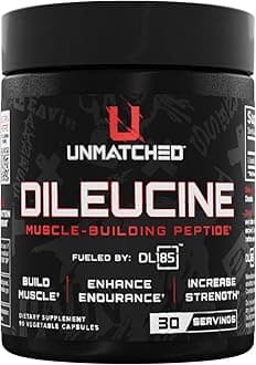 UnmatchedDileucine Amino Acid Peptide | Fueled by DL185 | Accelerate Protein Synthesis, Muscle Growth, & Recovery | 90 Vegetable Capsules, 30 Servings
