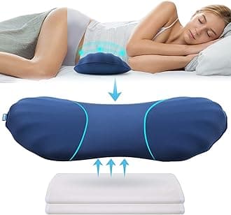 RESTCLOUD Adjustable Lumbar Support Pillow for Sleeping Memory Foam Back Support Pillow for Lower Back Pain Relief, Back Pillow for Sleeping, Lumbar Support Pillow for Bed and Chair with 2 Insert Pads
