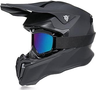 Motocross Helmet with Goggles Dual Sport Motorcycle Full Face Off Road Helmet DOT/ECE Approved MX MTB BMX ATV Off-Road Street Dirt Bike Downhill Enduro Helmet for Adult Men Women Matte Black,XL
