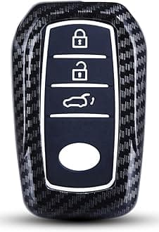 JVCV® Hard Case Key Cover Compatible with Toyota Innova Crysta Fortuner Legender Hycross Hilux Land Cruiser 3 Button Smart Key - Stylish Durable Protection (Carbon Black)