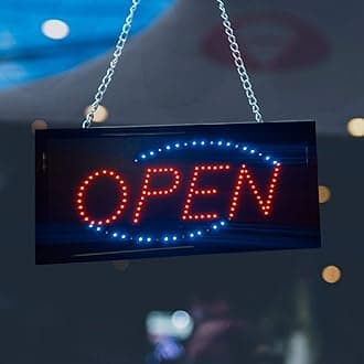 Open Led Neon Business Motion Light Sign. On/Off with Chain 19 * 10 * 1 L30
