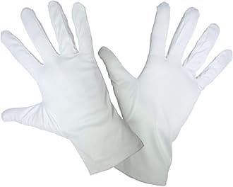 SWISSO Fine Microfiber Gloves for Cleaning Purposes for Costumes/Clothing and Jewellery Works Processed Material, 1 Pair (White, Large)