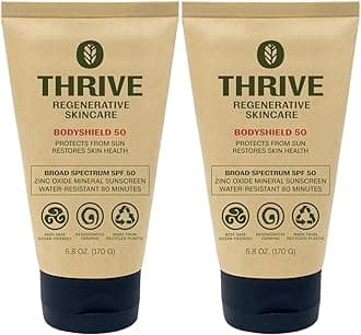 Thrive Natural Care Reef Safe Sunscreen SPF50 - Hawaii 104 Reef Act Compliant - Mineral Sunscreen Non-Nano Zinc Oxide - Vegan, (5.8 Oz (Pack of 2))