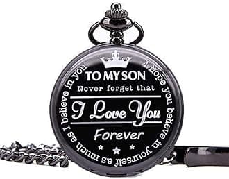 Pocket Watch Pendant With Chain For Son Dual Purpose By Yellow Chimes Copper Pendant For Men (Black) (Ycfjpd-106Son-Bk)