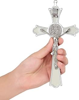 VINETEN Saint Benedict Enamel Crucifix - Crucifix Wall Cross Metal Wall Art-8 Inch Cross Give Blessing and The Spiritual Sacred:Faith Gift for your Acquaintances