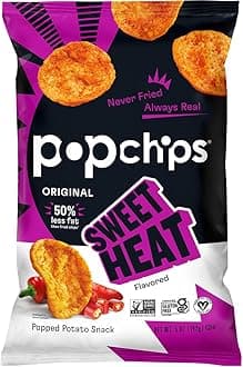 Popchips Potato Chips, Sweet Heat, 5.0oz Share Bags, Gluten Free, Salty Snacks for Adults and Children, Non-GMO, Vegan, Kosher (Pack of 4)
