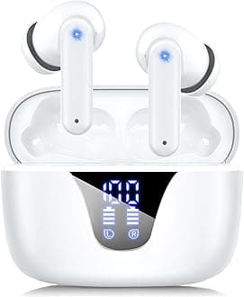 ZIUTY Wireless Earbuds Bluetooth Headphones, 50H Playtime Ear Buds with Mic, LED Digital Display Charging Case, IPX7 Waterproof, Deep Bass Stereo, in-Ear Earphone for iPhone Andriod Phone