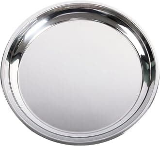 14 In Stainless Steel Roasting Pan, Stainless Steel Heavy Duty Kitchenware Round Roaster Pan Large XLarge Big Size Green Egg Drip Pan for Turkey Baking,Roast Chicken,Brushed Surface & Dishwasher Safe