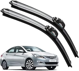 CARNYX Frameless Windshield Wiper Blades, Front Car Wipers Set of 2, Noise-Free, Durable Performance Compatible with (Verna Fluidic (2015-2017) (D-24,P-16))