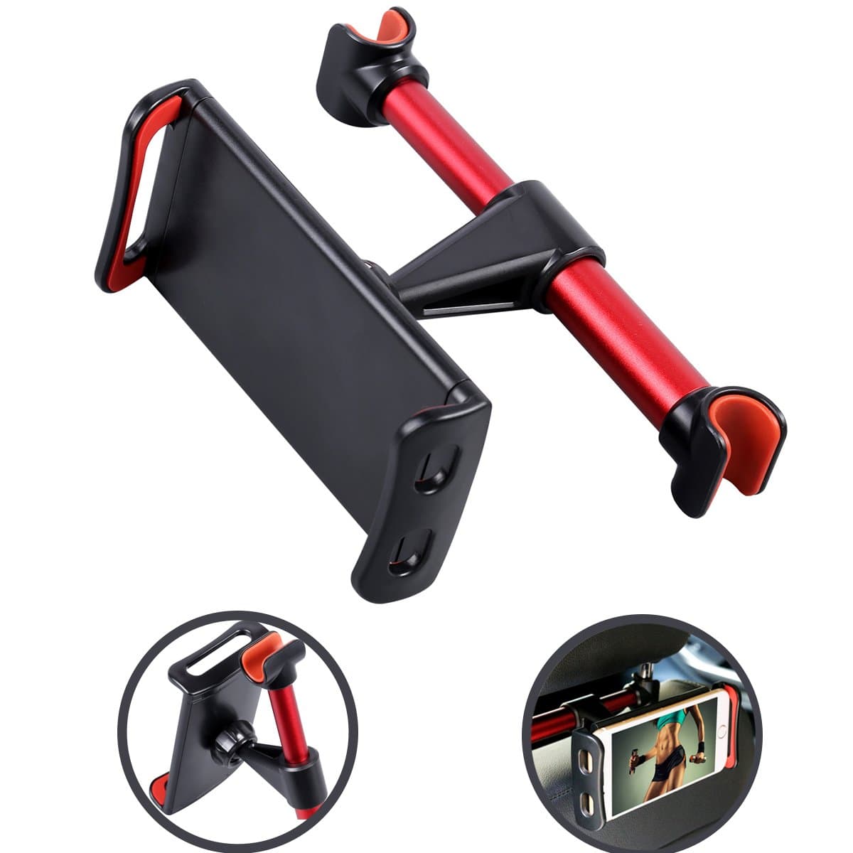 Car Backseat Headrest Mount, MEIBEI 360 Degree Rotating Adjustable Tablet Mount Holder for iPad, Samsung Galaxy, Fits all 4" to 10.5" Smartphones and Tablets