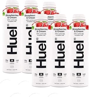 Huel Ready to Drink Nutritionally Complete Meal Strawberries & Cream Flavour Plant-Based Gluten-Free (6 x 500ml)