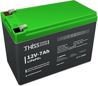 LiFePO4 Deep Cycle Battery 12V 7Ah, Built-in BMS, Ideal for Replacing Most Backup Power and Off Grid Applications for Home Storage