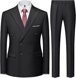 Mens 2 Piece Slim Fit Suit Casual Business Wedding Dinner Tuxedo for Men Classic Blazer Trousers Set