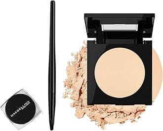 Maybelline New York Lasting Drama Gel Eyeliner,Blackest Black, 2.5G And Maybelline New York Fit Me Matte Poreless Powder, 220 Natural Beige, 8.5G
