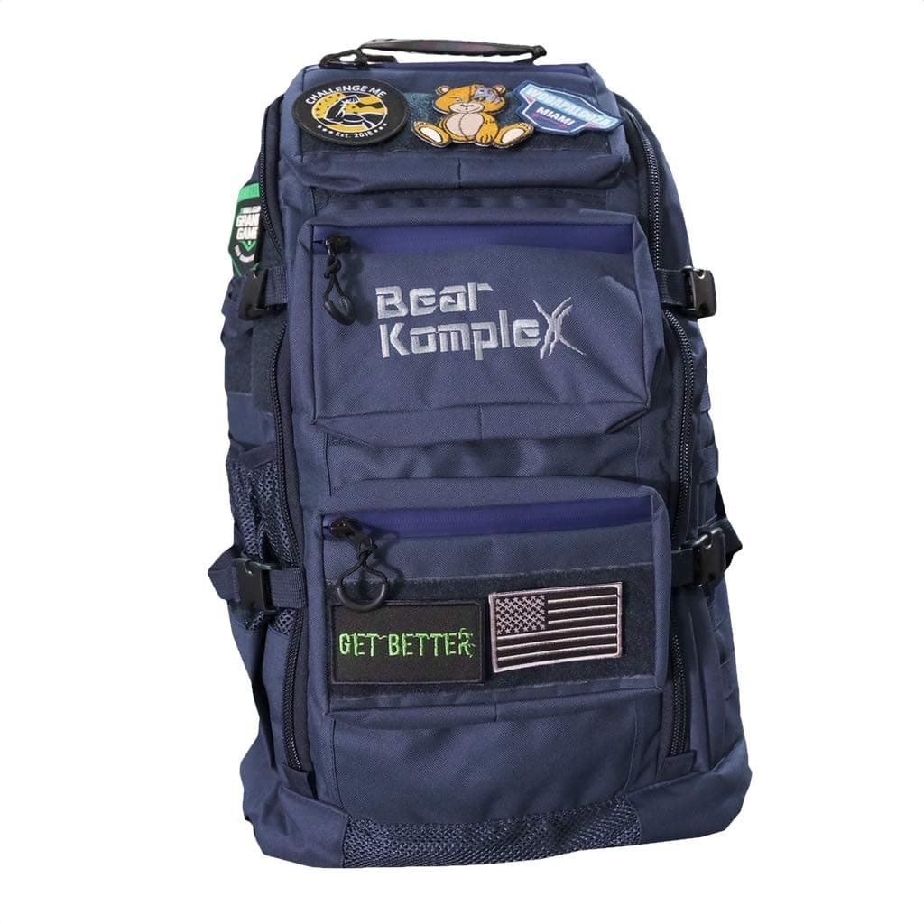 Bear KompleX Military Grade Tactical Backpack - Military Backpack Storage Organization Multiple Compartments, Compression Straps, MOLLE Webbing 1000 Denier Nylon, Water Repellent Coating - 50L, Navy