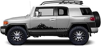 Factory Crafts Mountain Side Stripe Graphics Kit Vinyl Decal Wrap Compatible with Toyota FJ Cruiser 2007-2014 - Matte Black