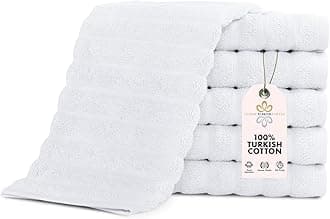 Classic Turkish Towels CTT Luxurious 100% Turkish Cotton Washcloths 6 Pack, Highly Absorbent & Quick Dry, Face Towels Wash Cloths for Hotel, Spa & Gym | 13"x13" (White)