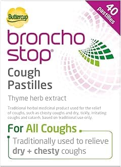 Cough Pastilles (40 Pastilles) - Relief for All Cough Types Including Chesty & Dry Coughs - Non Drowsy Anti Mucus Formula with Traditional Thyme Herb Extract