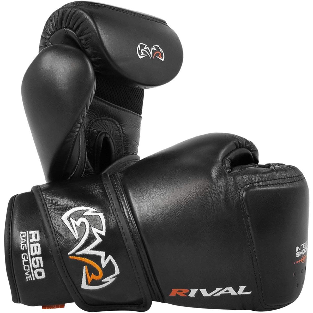 RIVAL Boxing RB50 Intelli-Shock Compact Bag Gloves, Hook and Loop Closure - Soft Inner Lining, Multi-Layered Foam Padding